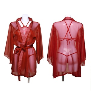 [중국발 다이렉트] 페이무 섹시란제리 섹시봉황 프린트 복대, 아우터 셔츠세트 포함, 레드, 프리사이즈