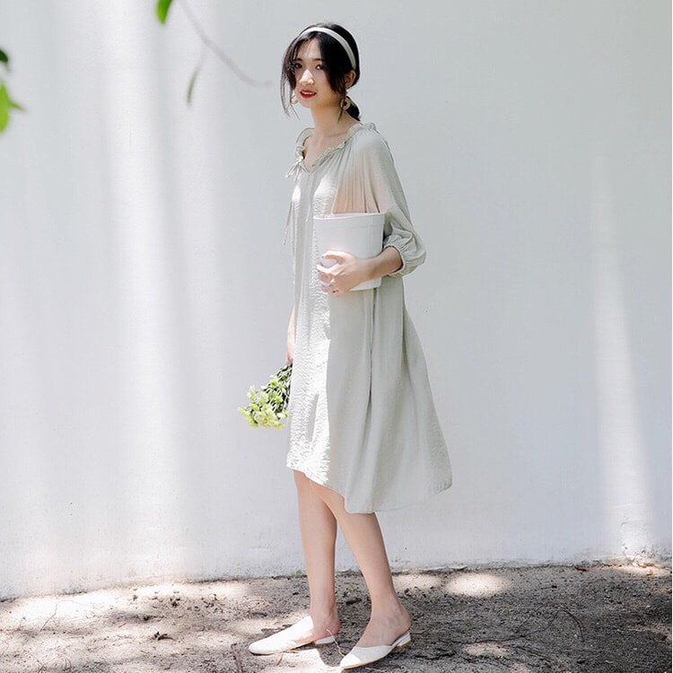 chiffon vest dress Dndrdhfb Women's Solid Chiffon Vest Dress, Office Sleeveless Pleated Ruffle Casual Dress EN8 M at Amazon Women's Clothing store