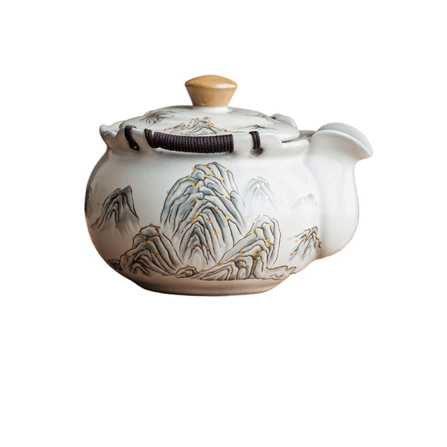 中国古玩　天目釉小壺　11cm9cm【桐箱付】 中国直邮】 一品仟堂千里江山汝窑手抓壶个人专用泡茶杯11*7.5厘米- 亚米