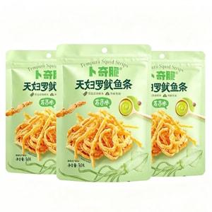 卜奇脆 天妇罗鱿鱼条香脆鱿鱼丝即食零食小吃芥末味30g*2包