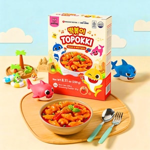 Taekyung× Pinkfong Baby Shark Topokki- Rice Cake, Sweet & Mild Spicy Flavor, 2 Serving, 8.11 oz 【Limited Edition】