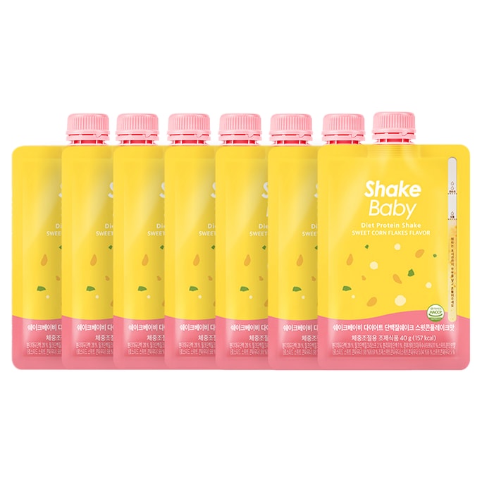 韓国 SHAKEBABY スイート コーン フレーク プロテイン シェイク バッグ 低カロリー 持ち運び用食事代替品 (40gx7ct)