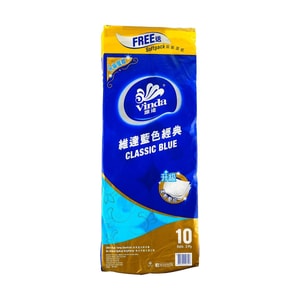 VINDA維達 藍色經典衛生紙 柔韌厚實家用捲紙 10 卷 x3 層 【送紙1包】