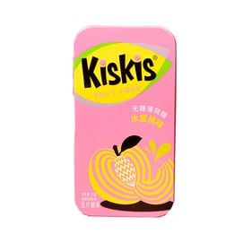 kiskis Sugar-Free Mint Candy Portable for Fresh Breath Kiss-Friendly Lozenges Fruit Flavored (Peach) 21g*1 Tin Box