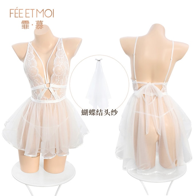 [중국에서 온 다이렉트 메일] Feimu Victoria 로맨틱 쉬어 꽃무늬 웨딩 드레스 섹시한 속옷 섹시한 흥미로운 잠옷