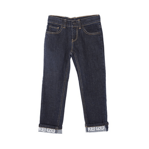 Kenzo Kids Jeans In Dark Indigo Lame 8Y