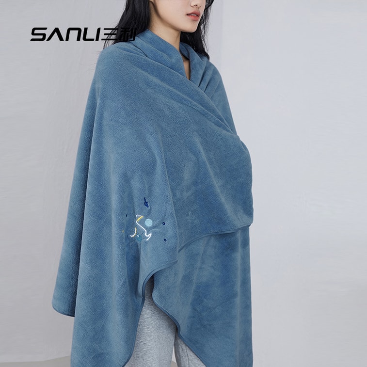 Serviette de bain Sanli en velours corail, bleu fer, 70cm*140cm, une pièce. Serviette de bain pour adultes, grande serviette, absorbante et épaissie [Tissu doux, séchage rapide et non collant, dites adieu à l'humidité, couleur haut de gamme, solide et durable] 4