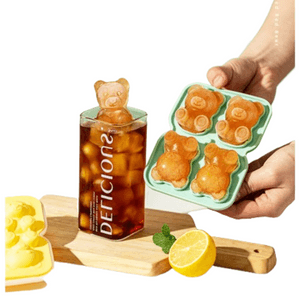 Bear Ice Cube Ice Compartment Ice Mould Food Grade Silicone 4-Pack Bear Ice Compartment (Ai Green)
