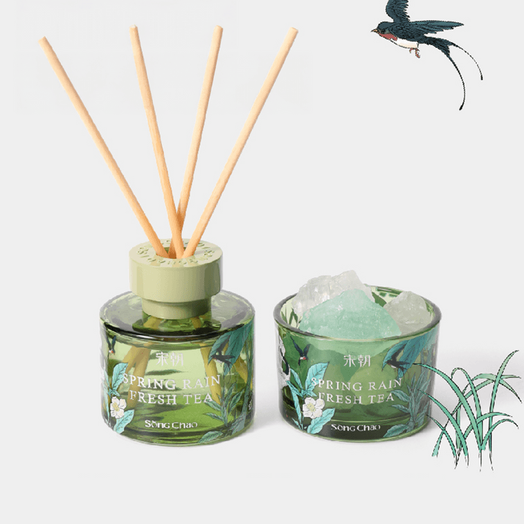 블루밍 렐름 시리즈 무향 아로마 디퓨저 + 향석 선물 세트 봄비 맑은 차 4