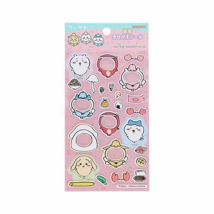  Chiikawa Dress-Up Stickers ReusablePink Backing Card 1 Sheet