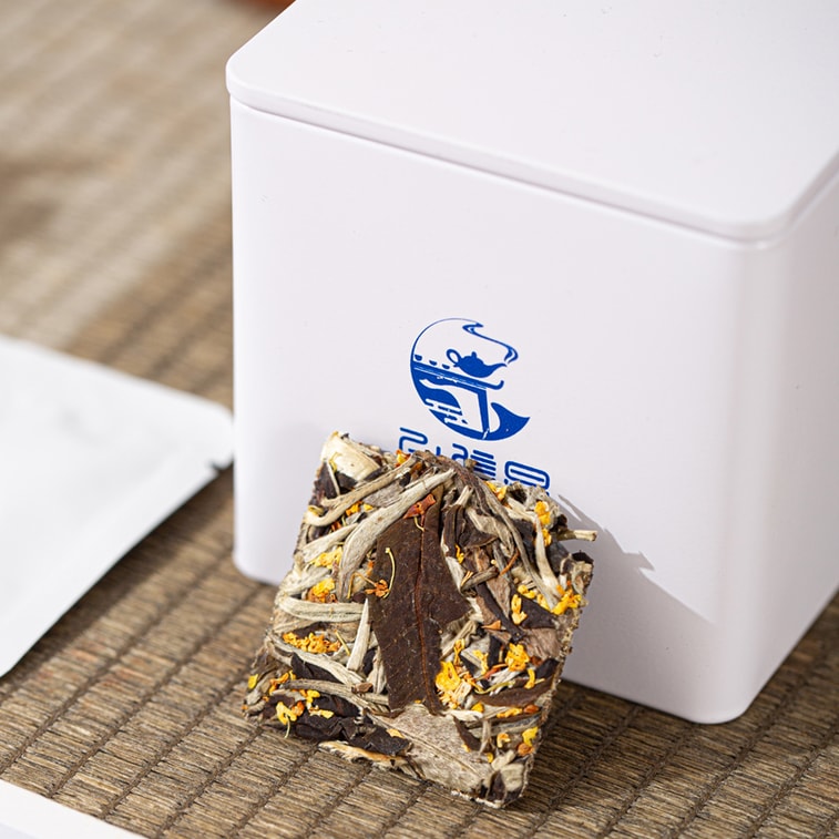 美国 仁信昌 桂花白茶小方片 云南白茶方片 方便小袋包装 小茶饼 15片 3