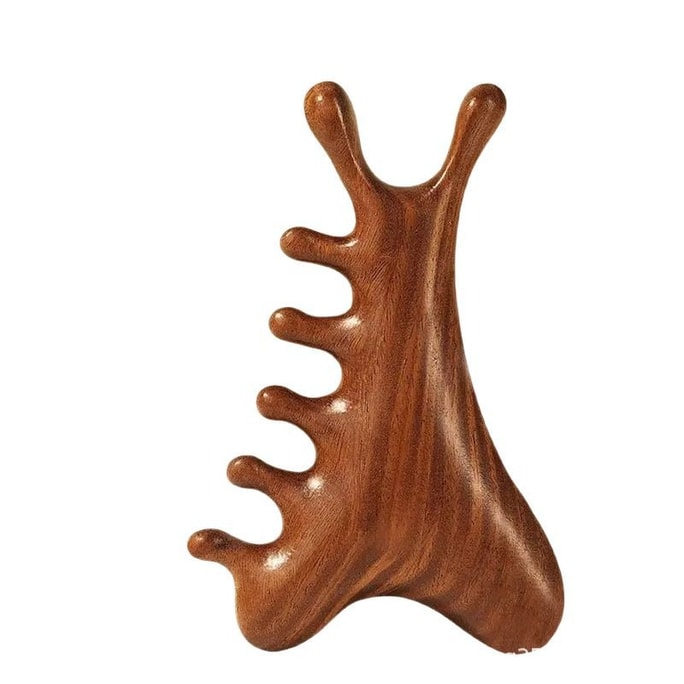 正大 刮痧板多功能四合一檀木梳頭臉部頭皮刮痧神器按摩梳子1個裝