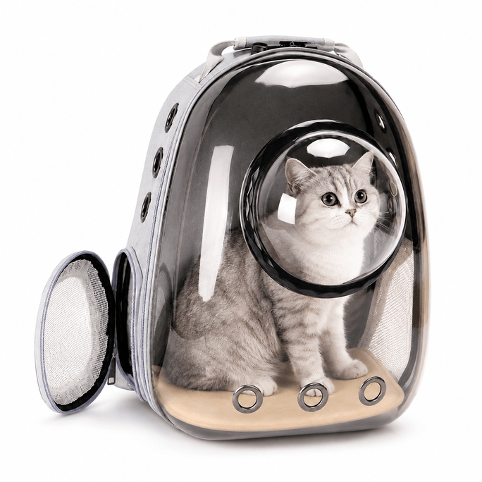 Pet Backpack, Space‑capsule Style, Suitable For Pets Under 13 Jin, 1 Grey Piece