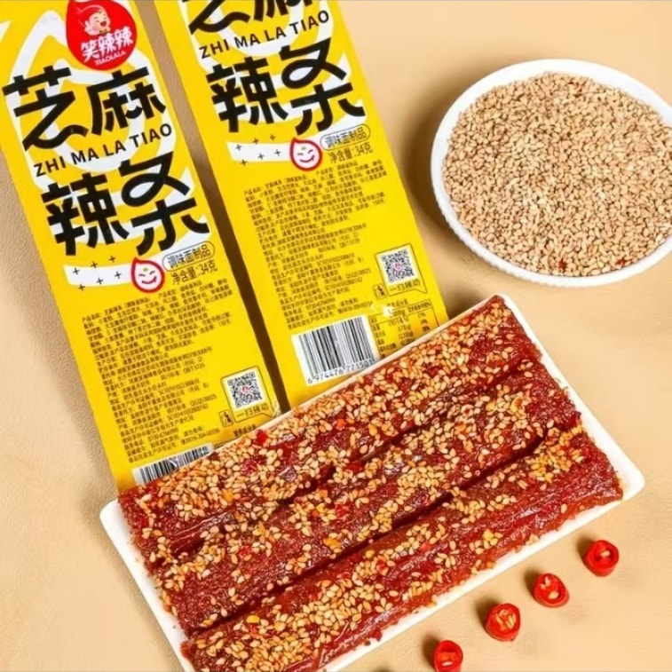 Laughing and Spicy Chili and Spicy Strips with Spicy Gluten, Abundant Sesame Soft Glutinous and Chewing, Spicy and Satisfying Snacks 34g * 3 packs 5