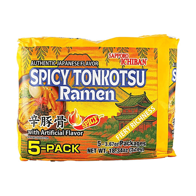 정통 일본식 매운 돈코츠 라면 (인공 향료 첨가), 3.67oz*5개입, 총 18.34oz