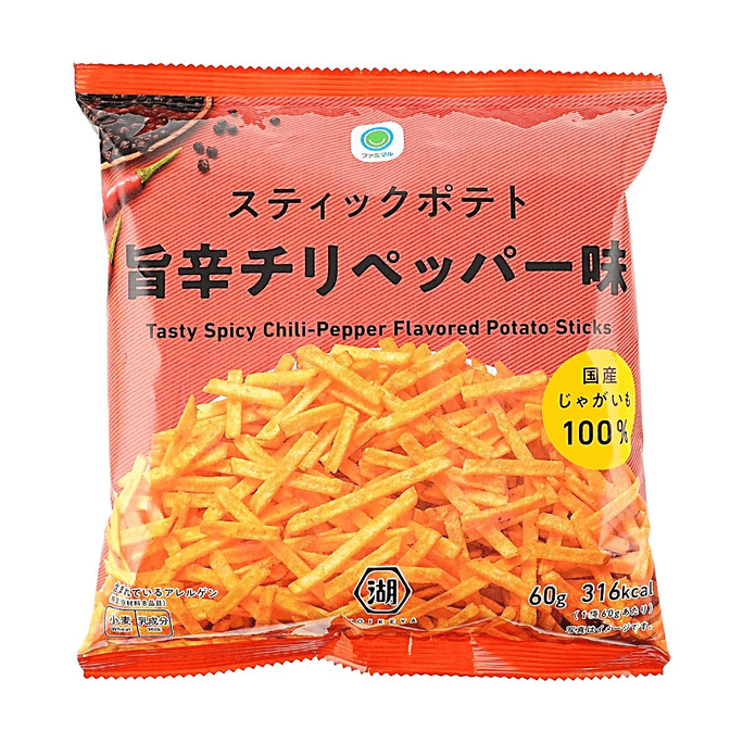 Tasty Spicy Chili-Pepper Flavored Potato Sticks 2.12oz【100% Japanese Potatoes】【Jointly Developed with Koikeya】