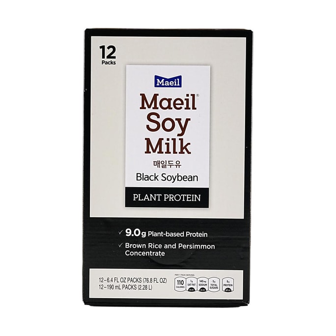 식물성 단백질 두유, 검은콩맛, 180ml*12팩, 총 210ml [현미 함유] [채식주의자용]