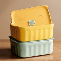 Lunch Box Multifunctional Ceramic Food Box with Lid Yellow