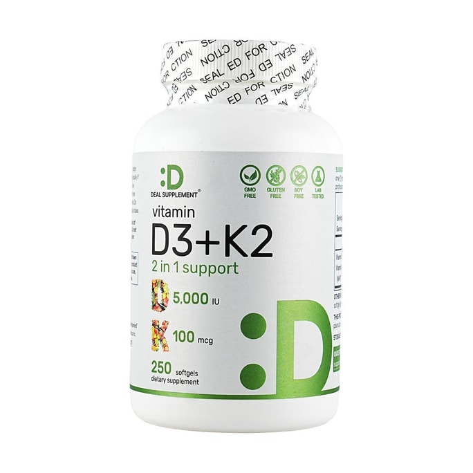 Vitamin D3 + K2 5000IU Softgel 250 Count