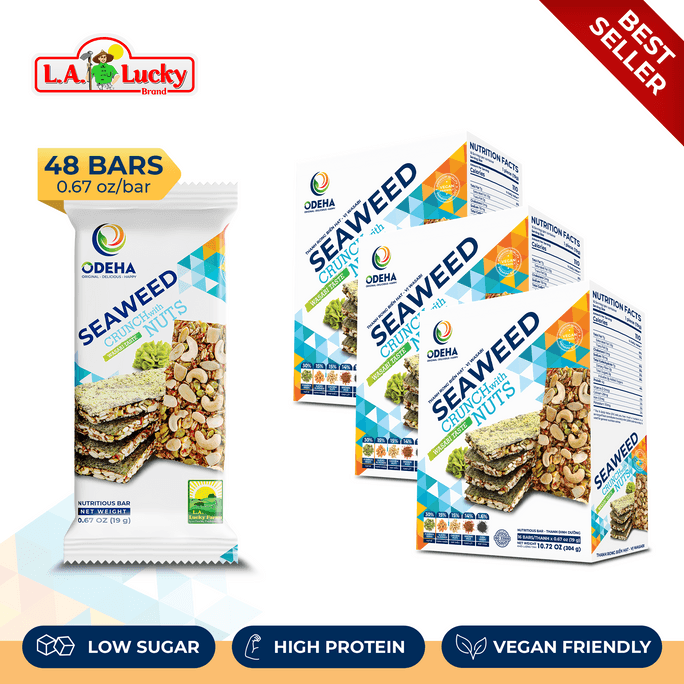 ODEHA Seaweed Crunch With Nuts - Wasabi Taste – Pack Of 3 Pack Of 3 (16 Bars X3)