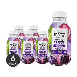 沃集鲜 100% NFC三色葡萄汁 330ml  *6【6份超值装】【非浓缩还原】【三重果香】