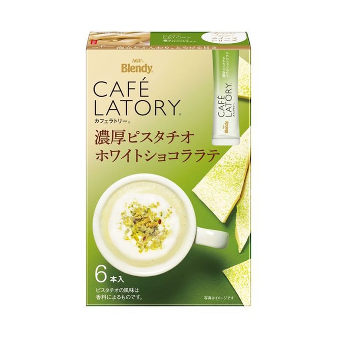 [日本直邮]  AGF  Blendy Cafe Latory 开心果白巧克力 速溶奶茶6袋