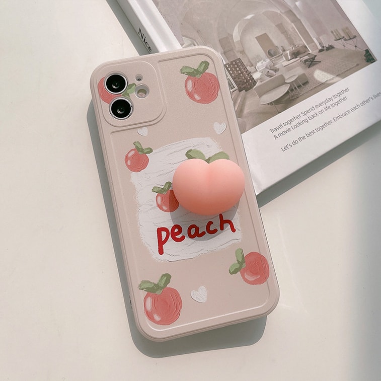 【中国直邮】 立体桃子捏捏乐解压手机壳适用苹果iPhone 16promax 5