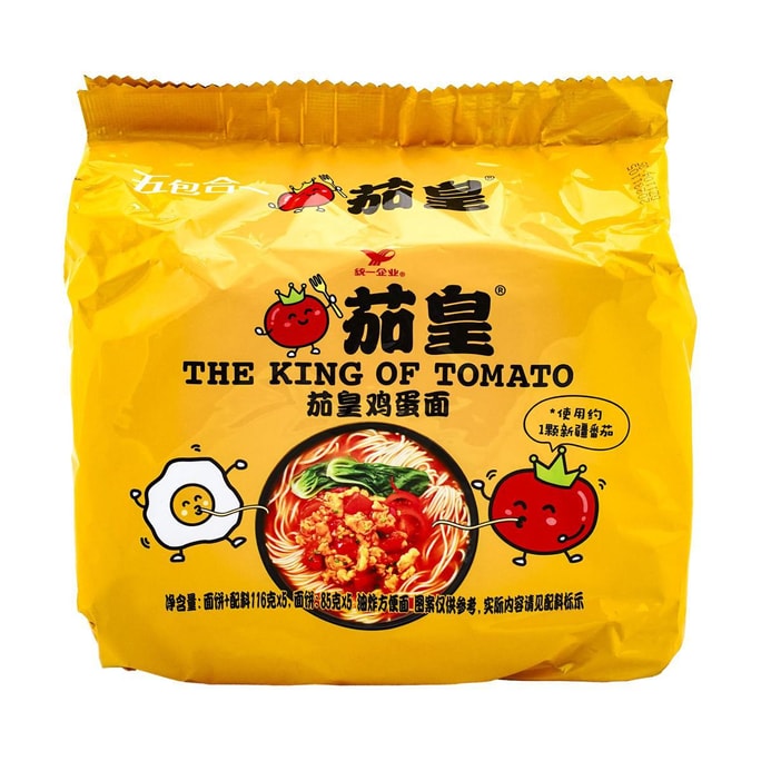 The King of Tomato Instant Noodle Soup - Fried Egg Flavor, 5 Packs 20.45 oz