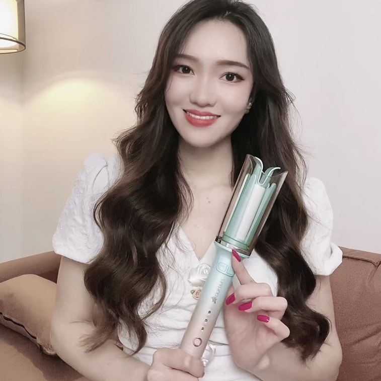 【便捷卷发器】三灯显示全自动旋转卷发棒负离子大卷 渐变绿 1件 3