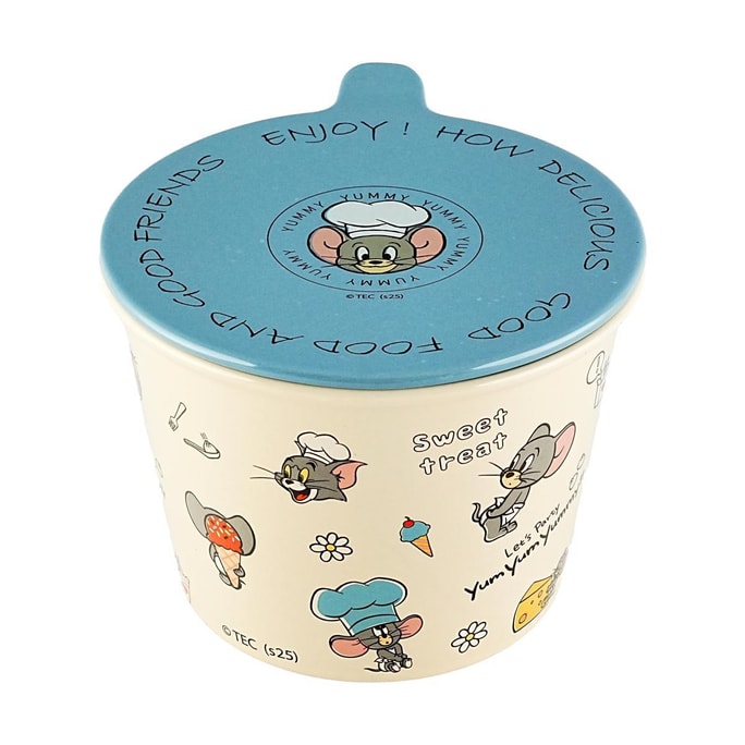 Ceramic Instant Noodle Bowl, Large Capacity, Lid Included, Easy to Clean【Tom and Jerry Co-Branded】1100ml