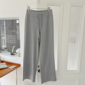 Cool-touch air-layer fabric  draped  figure-flattering  loose straight wide-leg pants Premium Medium Gray XL 1 pair