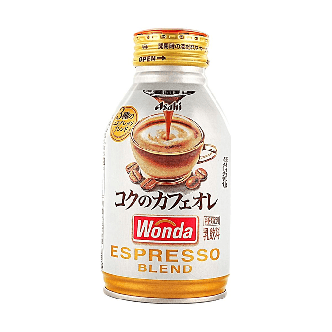 日本ASAHI朝日 WONDA旺達 濃郁拿鐵咖啡飲料 3種濃縮拼配 260ml【經典日式咖啡歐蕾】