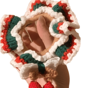 Green Cherry Knitted Scrunchie 1PC