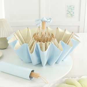 【中國直郵】 HSPM 新款16骨彩膠晴雨兩用防曬遮陽傘 冰島烏龍 F