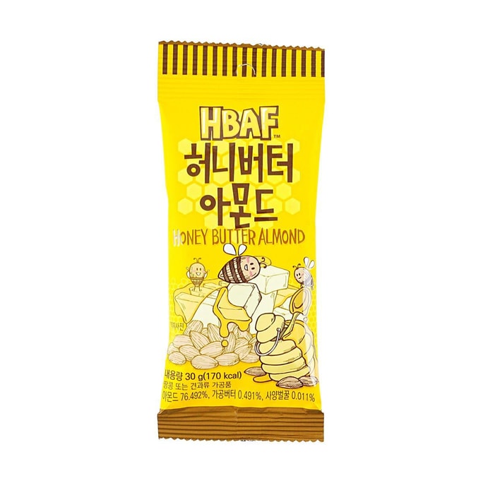 韩国HBAF芭蜂 蜂蜜黄油扁桃仁杏仁 30g【网红坚果零食】
