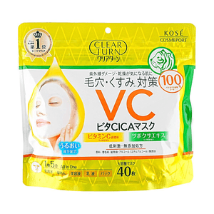 日本KOSE高丝CLEAR TURN维C积雪草VITA CICA面膜 40片【改善毛孔暗沉】【五合一修护】