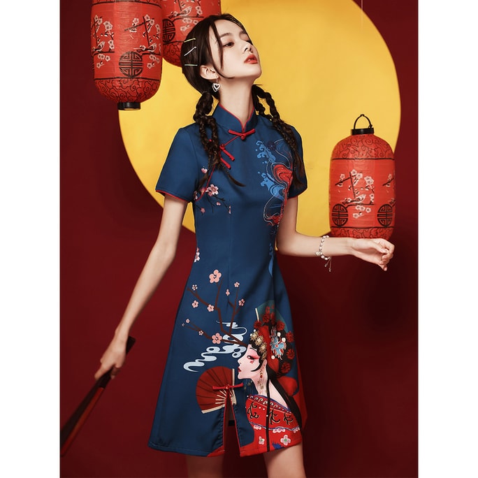 The new improved version of the Chinese style young short dress national tide cheongsam