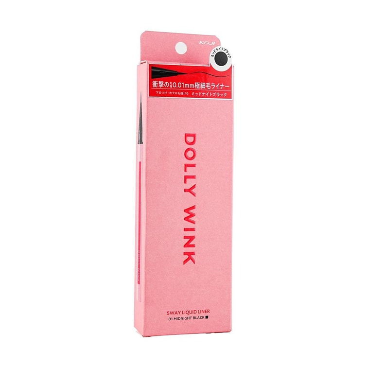 日本KOJI蔻吉 DOLLY WINK極細持久眼線液筆 雙眼皮延長內眼線下睫毛小雀斑點痣毛流感眉五效合一 防水/汗/淚防蹭不暈染 #01 午夜漆黑 8