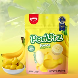 Peelerz Peeling Gummy Candy ,Banana Flavor, 6oz【Made With Real Fruit Juice】