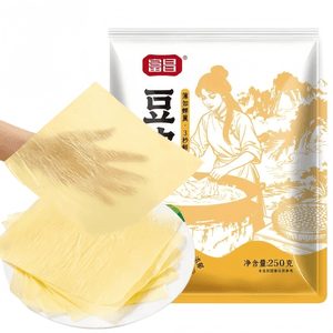 【中国直邮】 富昌 蝉翼豆皮薄豆皮油豆皮春卷皮豆腐衣包馅凉拌干货250*1袋