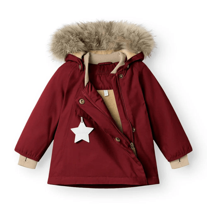 MINI A TURE Kids WANG Winter Jacket With Fur Hat - Red Merlot 4Y/104cm