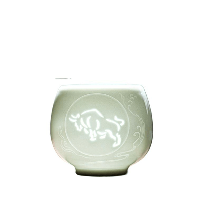 Jingdezhen High-end Master Cup Ceramic Tea Cup Zodiac Cup Ugly Ox 135ML * 1 Piece Set