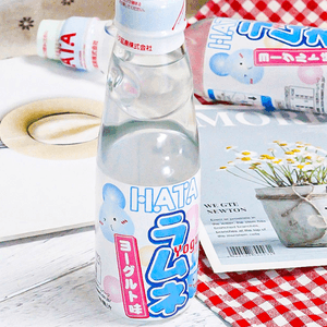 日本HATAKOSEN哈达 RAMUNE弹珠波子汽水 酸奶味 200ml