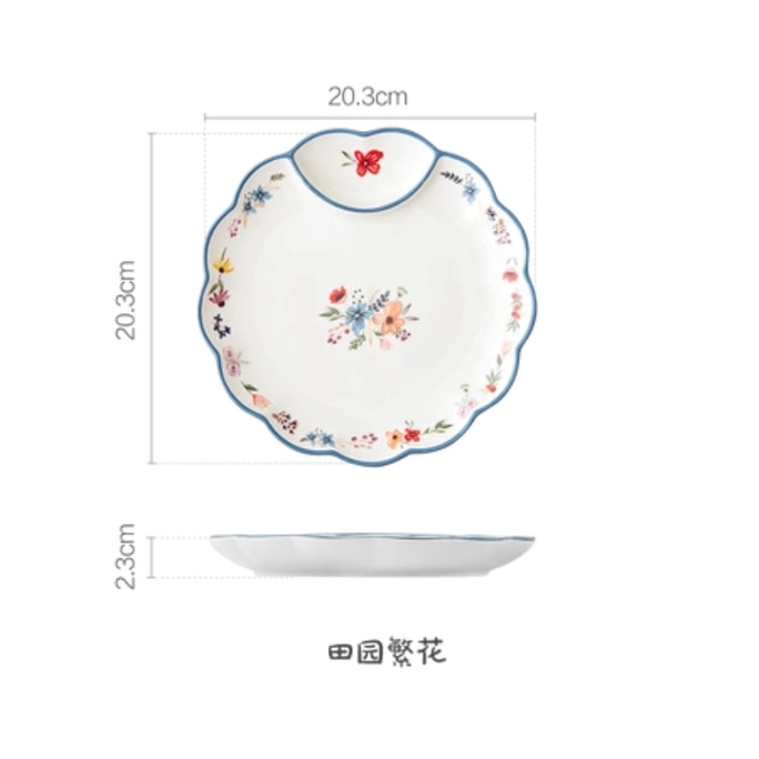 LifeEase Pastoral Hand Painted Tableware Series Dumpling Plate Pastoral Flowers