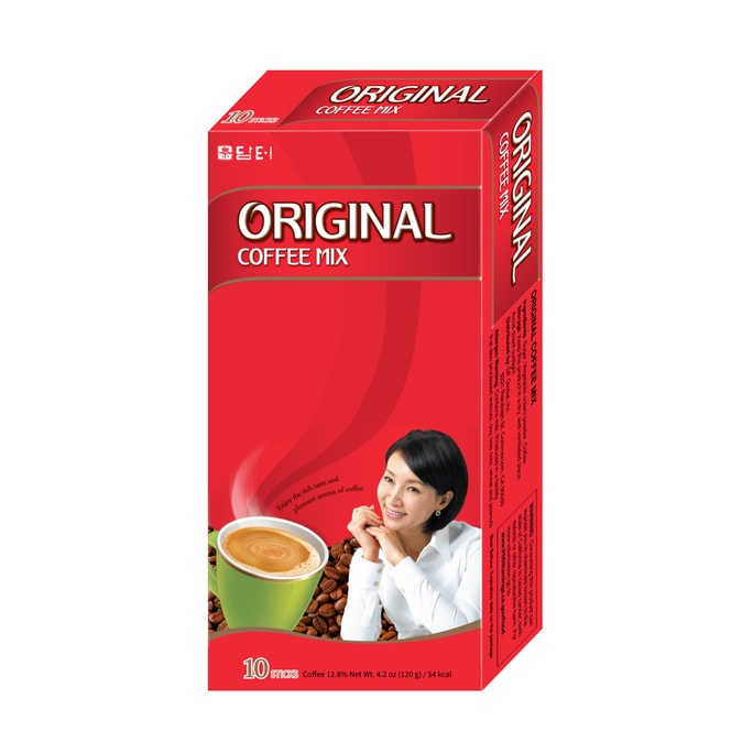 Damtuh Korean Instant Original Coffee Mix Powder Sugar and Creamer Added - 12g x 10 Sticks