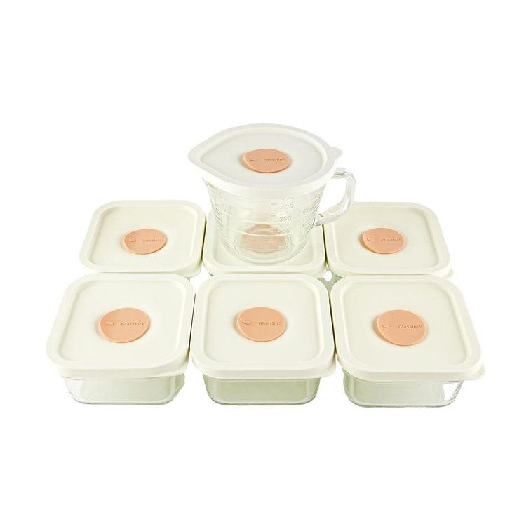 韩国GLASSLOCK 高硼硅玻璃饭盒 密封防漏微波炉冰箱适用保鲜盒 14件套&7容器+7盖  3
