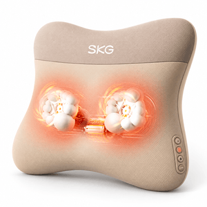 V5 Khaki Back Massager Pillow Gift Set, Memory Foam, 20 Massage Nodes, Double-Sided Heat, Rechargeable & Plug-In, For Car/Home/Office 【Back Relaxation & Warm Comfort】 Gift For Parents