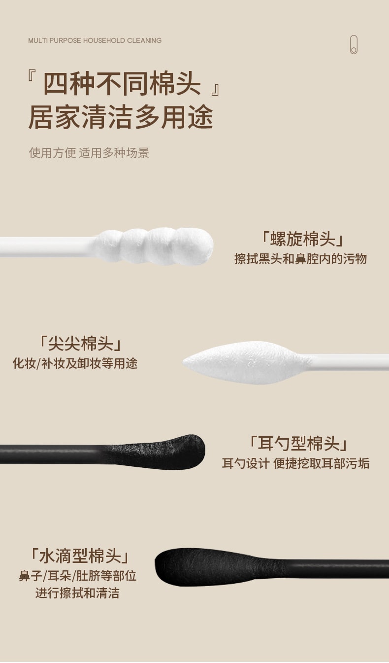 FaSoLa Life 雙頭掏耳朵棉籤 300支/盒 一次性挖耳棉棒 四種棉頭 兒童