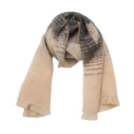 【中国直邮】 HSPM 秋冬新款季圈圈纱提花渐变色五角星围巾  1个 灰黑米F