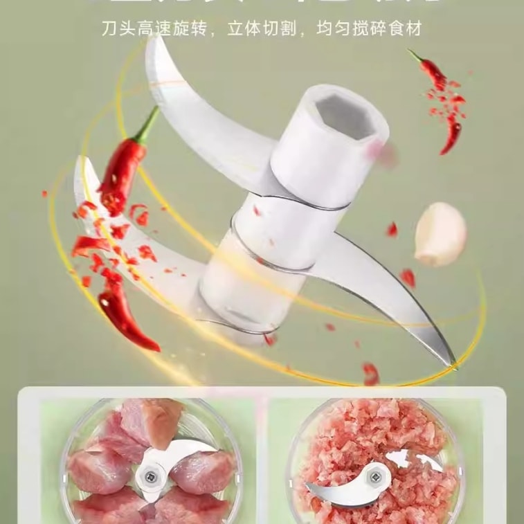 Garlic Grinder Home Mini Electric Garlic Chopper Puree Machine Wasabi Green-130ml 1pc 4